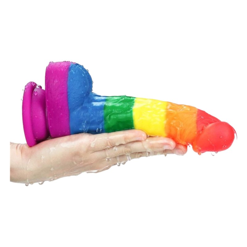 Lovetoy Prider - élethű szilikon dildó - 19cm (szivárvány) 92875 termék bemutató kép