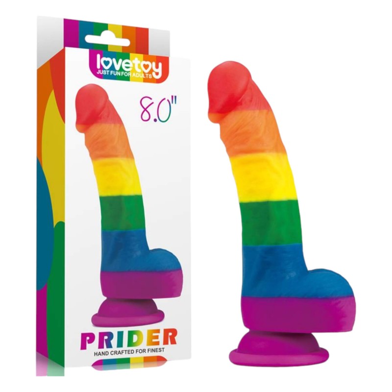 Lovetoy Prider - élethű szilikon dildó - 19cm (szivárvány) 91805 termék bemutató kép