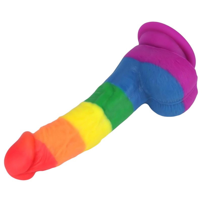 Lovetoy Prider - élethű szilikon dildó - 19 cm (szivárvány) 134645 termék bemutató kép