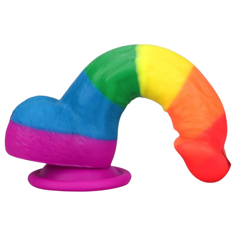 Lovetoy Prider - élethű szilikon dildó - 19 cm (szivárvány) 134648 termék bemutató kép