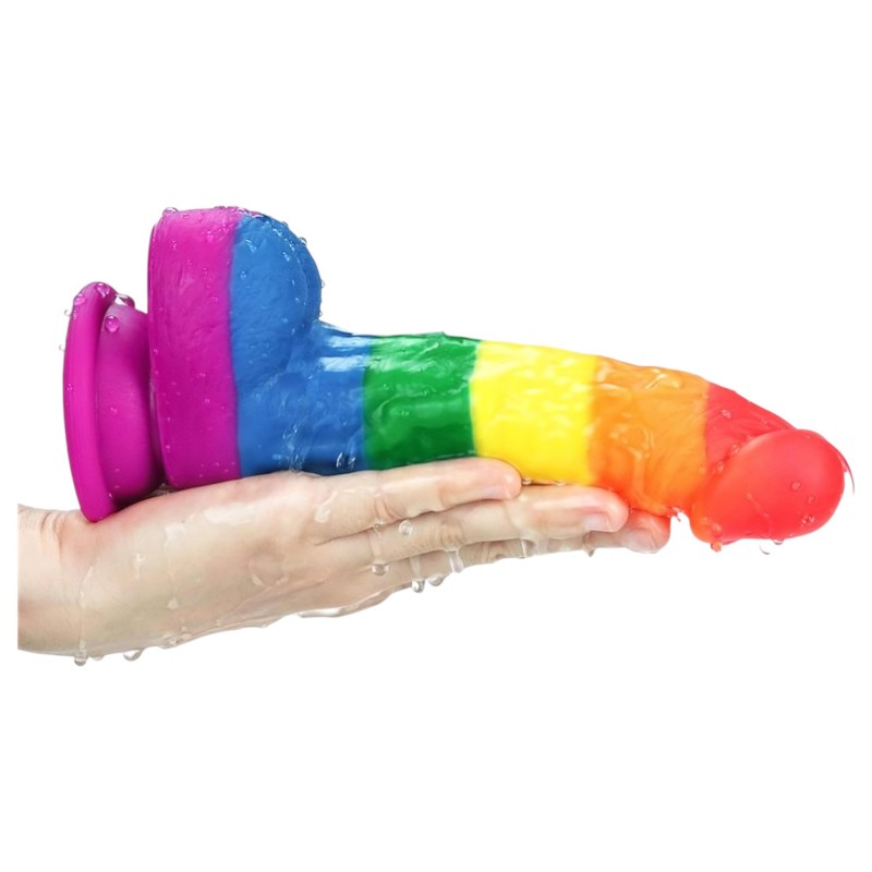 Lovetoy Prider - élethű szilikon dildó - 19 cm (szivárvány) 134649 termék bemutató kép