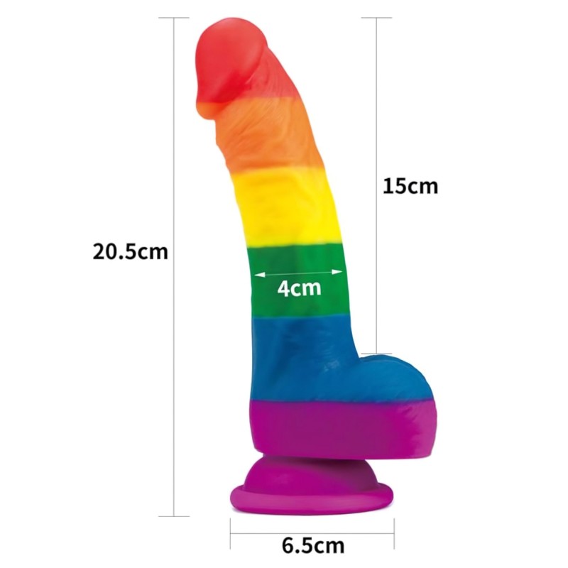 Lovetoy Prider - élethű szilikon dildó - 19 cm (szivárvány) 134650 termék bemutató kép