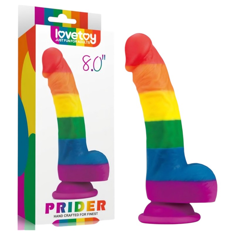 Lovetoy Prider - élethű szilikon dildó - 19cm (szivárvány) 113489 termék bemutató kép