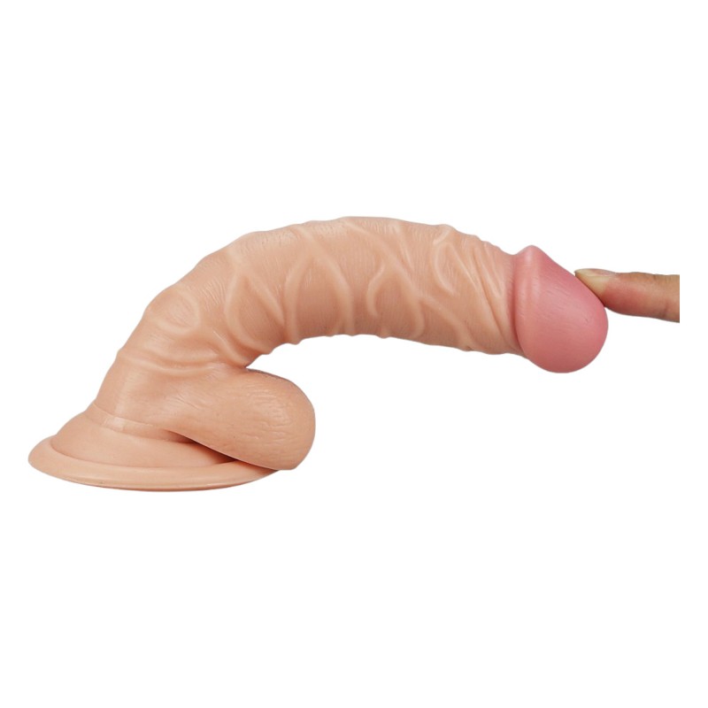 Lovetoy Real Extreme - tapadókorongos, herés G-pont dildó - 19cm (natúr) 96136 termék bemutató kép