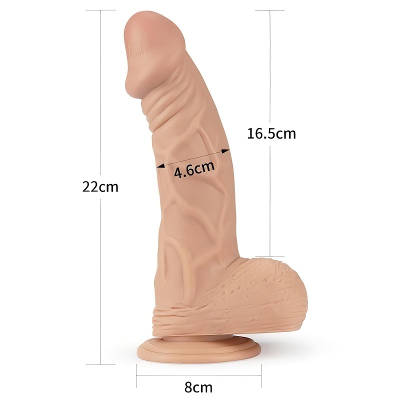 Lovetoy Real Extreme - tapadókorongos dildó - 23cm (natúr) 113538 termék bemutató kép