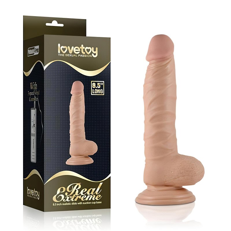 Lovetoy Real Extreme - tapadókorongos dildó - 21cm (natúr) 98589 termék bemutató kép