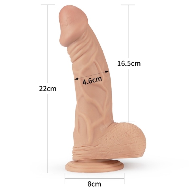 Lovetoy Real Extreme - tapadókorongos dildó - 23cm (natúr) 96076 termék bemutató kép