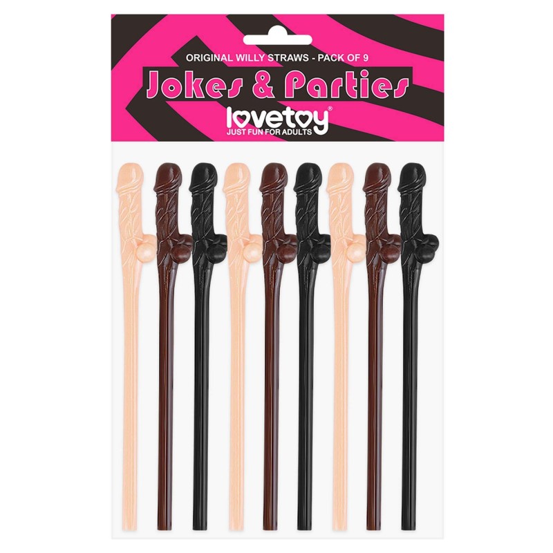 Lovetoy - realisztikus pénisz alakú szívószál party kellék (natúr-barna-fekete) 76042 termék bemutató kép