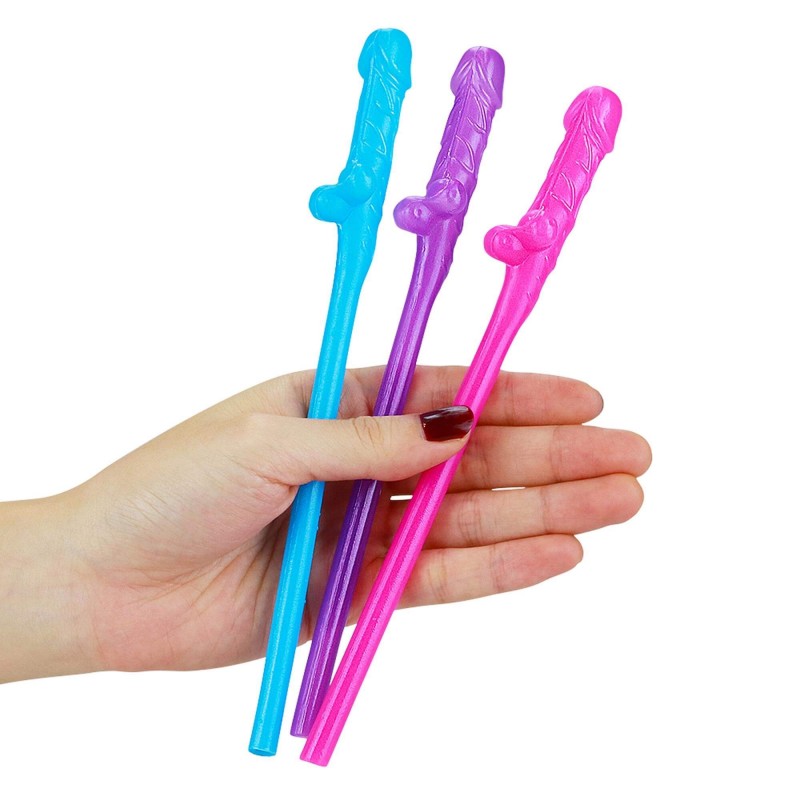 Lovetoy - realisztikus pénisz szívószál (pink-kék-lila) 76044 termék bemutató kép