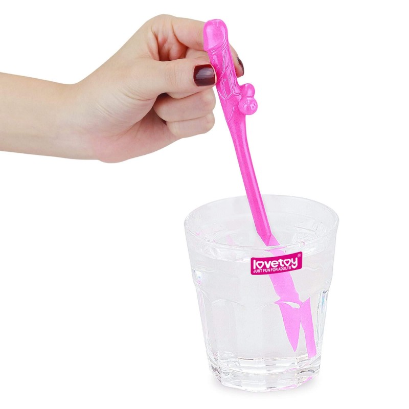 Lovetoy - realisztikus pénisz szívószál (pink-kék-lila) 76045 termék bemutató kép