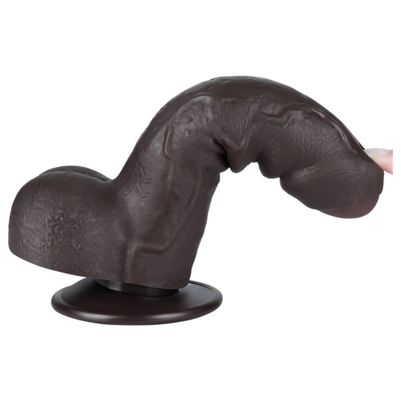 Lovetoy Sliding-Skin - herés kétrétegű dildó - 18,3 cm (barna) 135132 termék bemutató kép