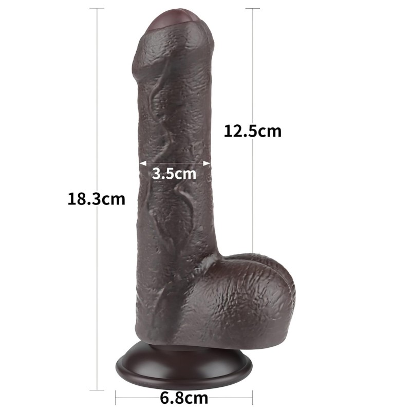 Lovetoy Sliding-Skin - herés kétrétegű dildó - 18,3 cm (barna) 135134 termék bemutató kép