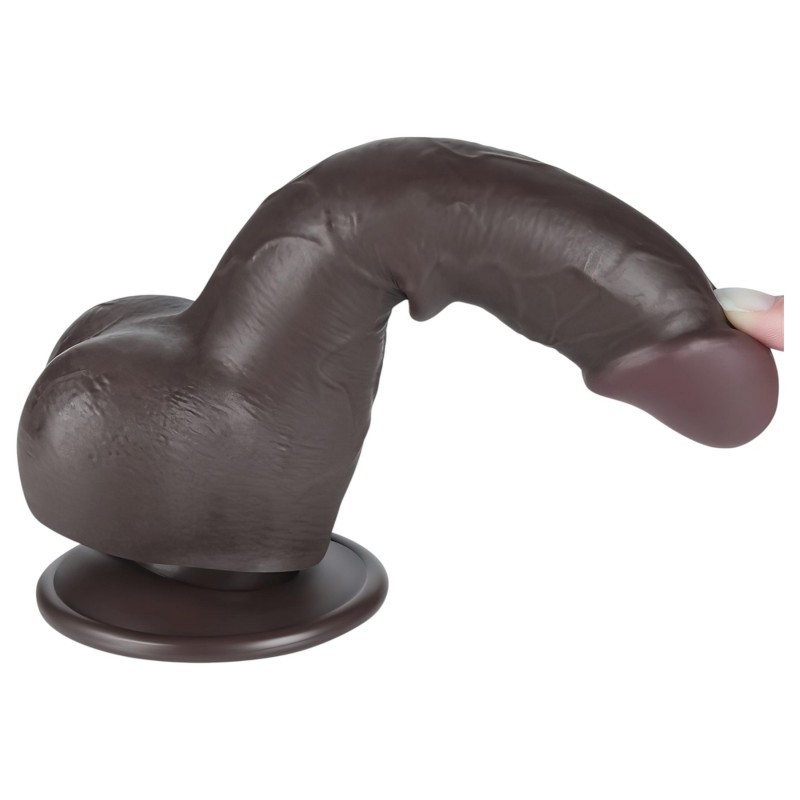 Lovetoy Sliding-Skin - herés kétrétegű dildó - 19,5 cm (barna) 135142 termék bemutató kép