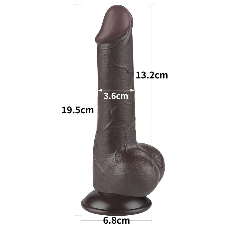 Lovetoy Sliding-Skin - herés kétrétegű dildó - 19,5 cm (barna) 135144 termék bemutató kép