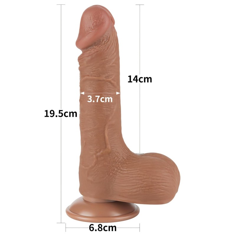Lovetoy Sliding-Skin - herés kétrétegű dildó - 19,5 cm (sötét testszínű) 144651 termék bemutató kép
