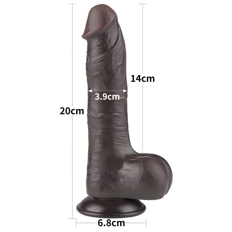 Lovetoy Sliding-Skin - herés kétrétegű dildó - 20 cm (barna) 135158 termék bemutató kép