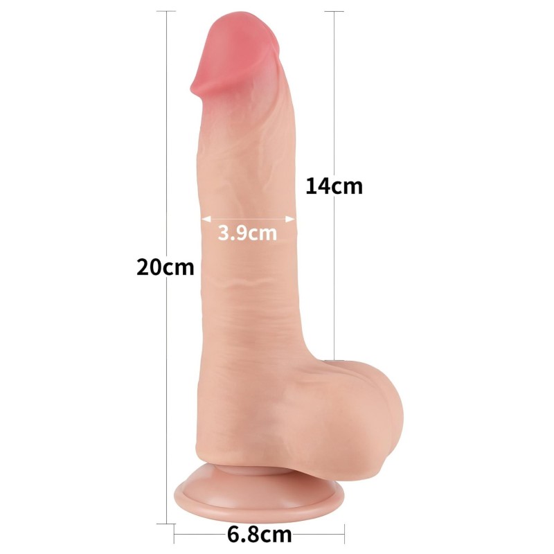 Lovetoy Sliding-Skin - herés kétrétegű dildó - 20 cm (testszínű) 135197 termék bemutató kép