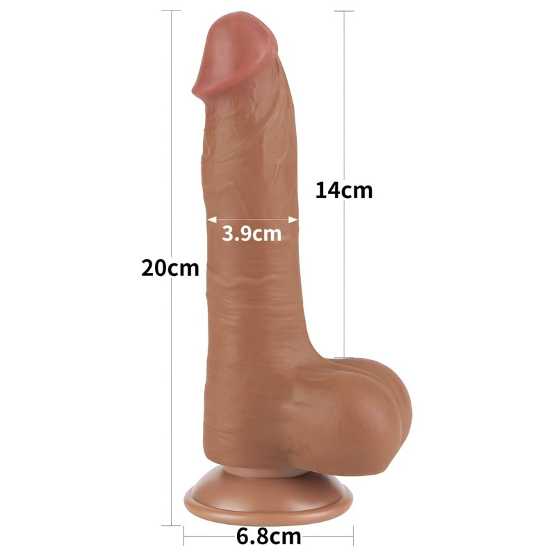 Lovetoy Sliding-Skin - herés kétrétegű dildó - 20,8 cm (sötét testszínű) 144655 termék bemutató kép