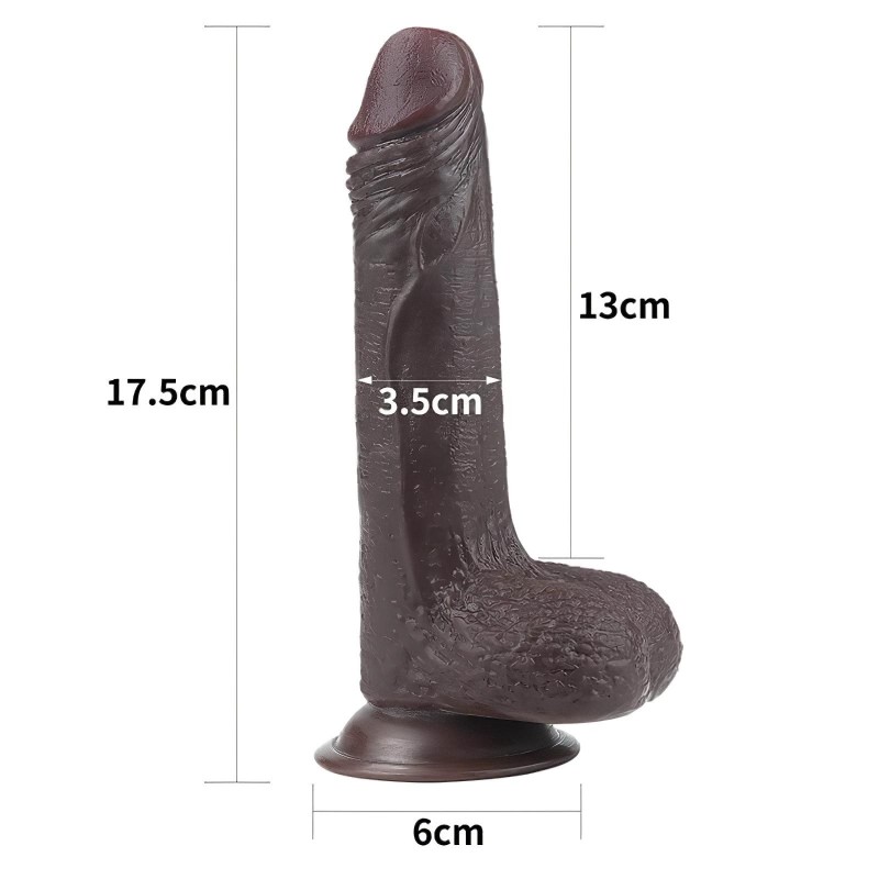 Lovetoy Sliding-Skin - kétrétegű dildó - 18 cm (barna) 132830 termék bemutató kép