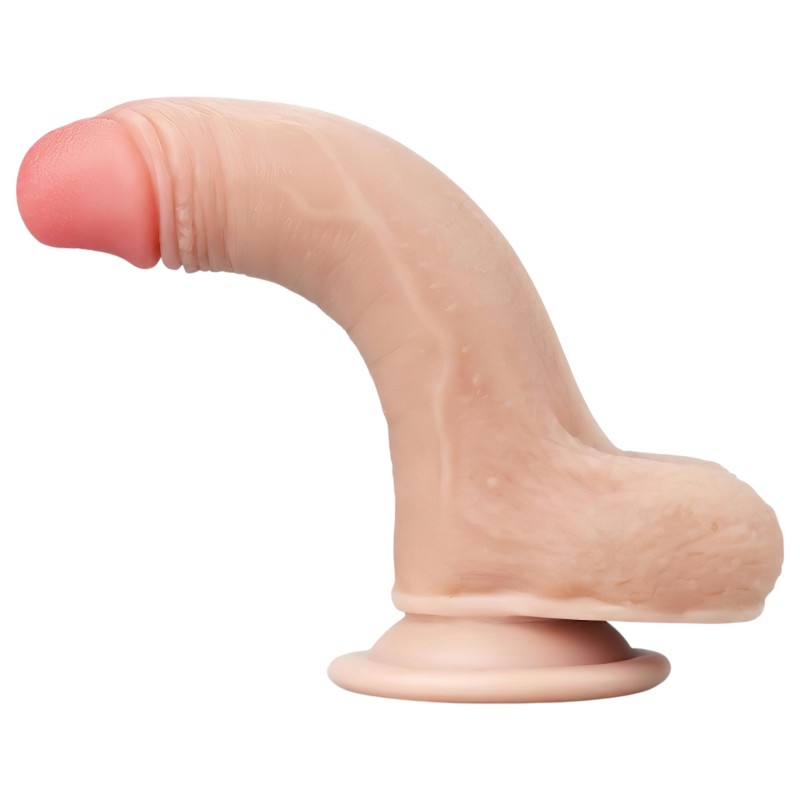 Lovetoy Sliding-Skin - kétrétegű dildó - 18 cm (natúr) 132822 termék bemutató kép