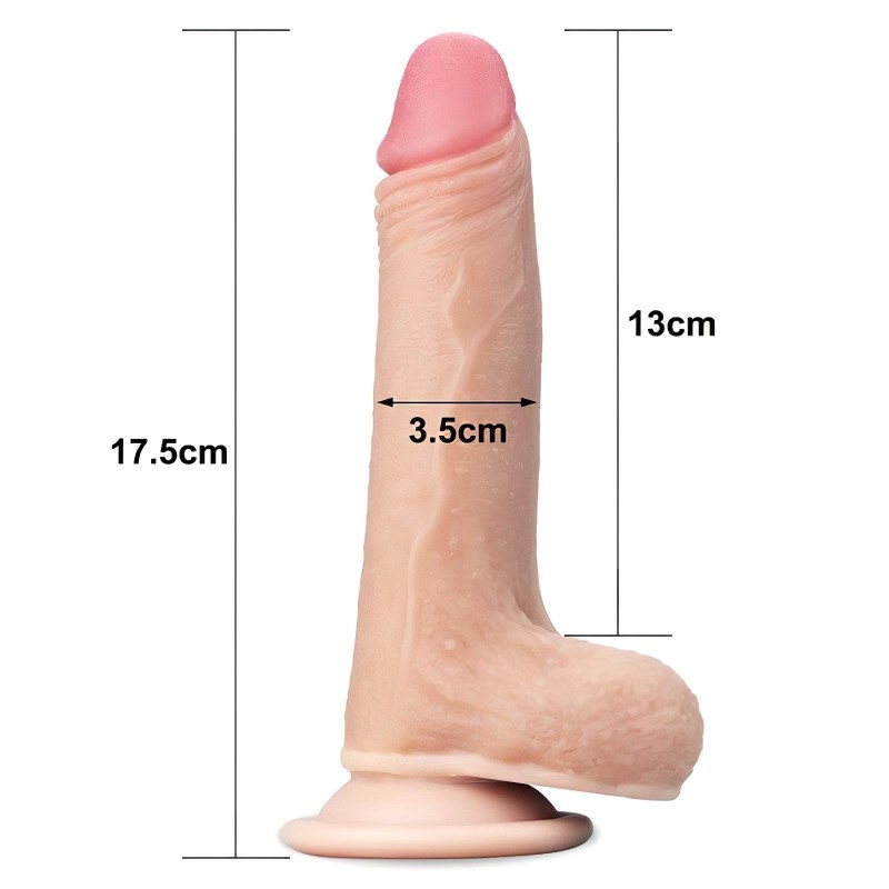 Lovetoy Sliding-Skin - kétrétegű dildó - 18 cm (natúr) 132825 termék bemutató kép