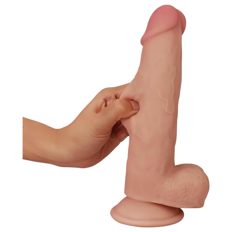 Lovetoy Sliding-Skin - kétrétegű dildó - 21 cm (testszínű) 141993 termék bemutató kép