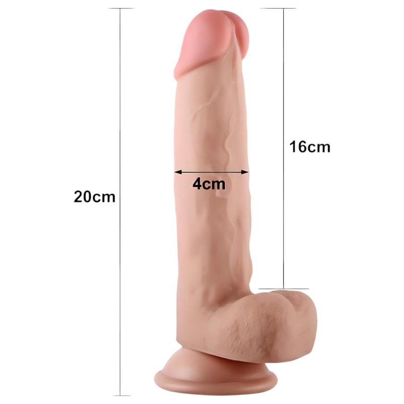 Lovetoy Sliding-Skin - kétrétegű dildó - 21 cm (testszínű) 141996 termék bemutató kép
