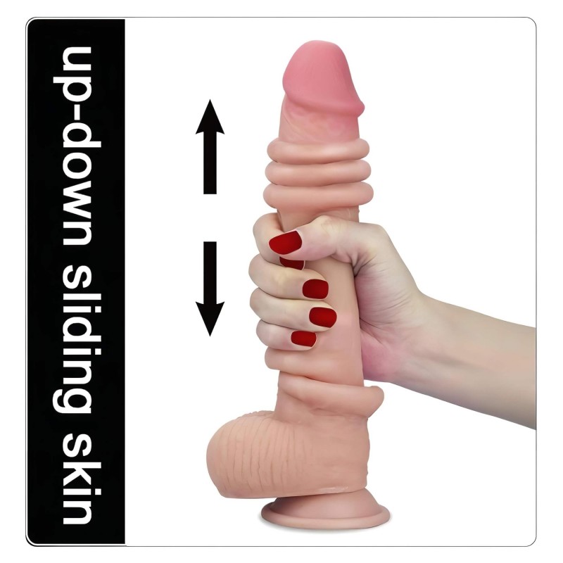 Lovetoy Sliding-Skin - kétrétegű dildó - 23 cm (testszínű) 132851 termék bemutató kép
