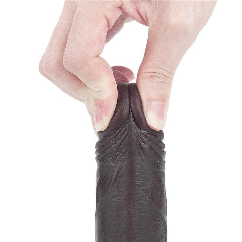Lovetoy Sliding-Skin - kétrétegű dildó - 18cm (barna) 86456 termék bemutató kép