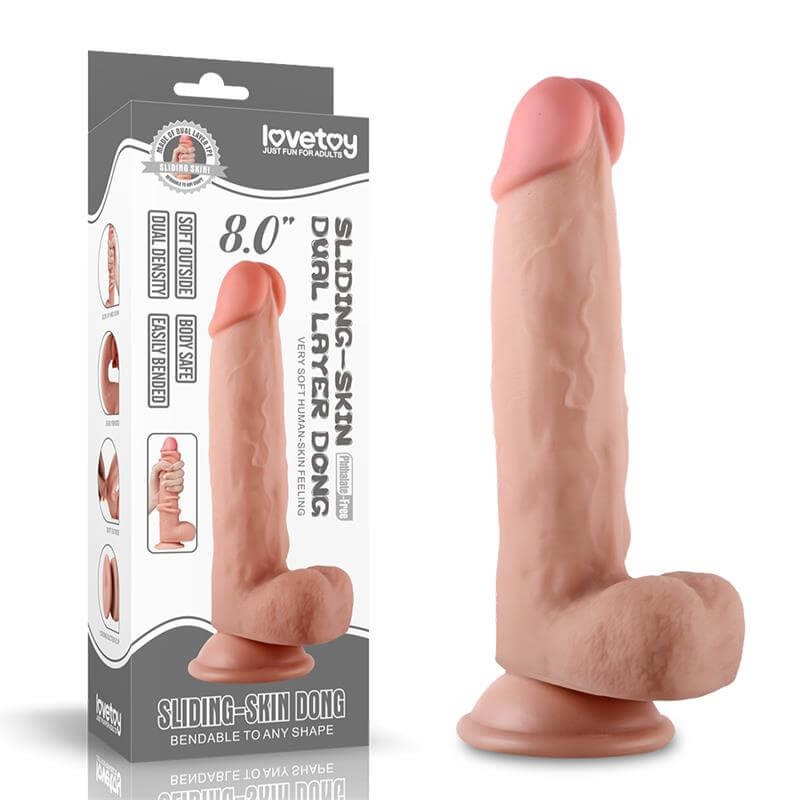 Lovetoy Sliding-Skin - kétrétegű dildó - 21cm (natúr) 86463 termék bemutató kép