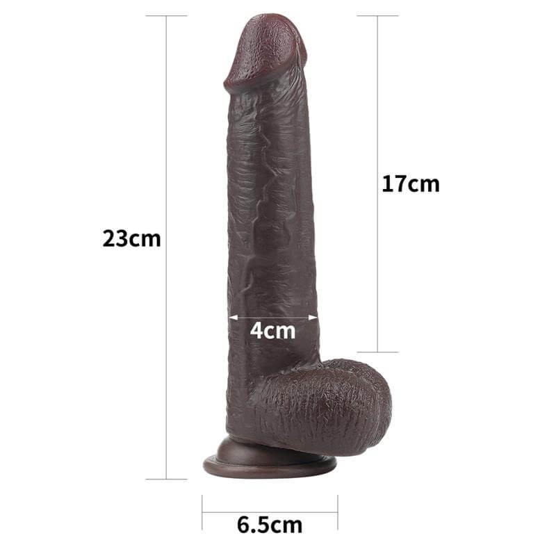 Lovetoy Sliding-Skin - kétrétegű dildó - 23cm (barna) 86480 termék bemutató kép