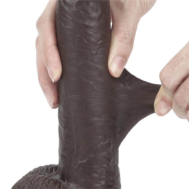 Lovetoy Sliding-Skin - kétrétegű dildó - 23cm (barna) 86484 termék bemutató kép