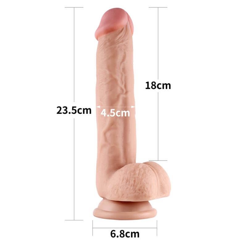 Lovetoy Sliding-Skin - kétrétegű tapadótalpas dildó - 23cm (natúr) 86474 termék bemutató kép