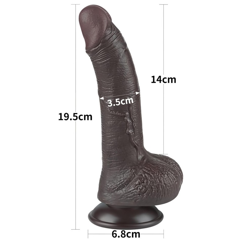Sliding-Skin - tapadókorongos kétrétegű dildó - 19,5 cm (barna) 135187 termék bemutató kép