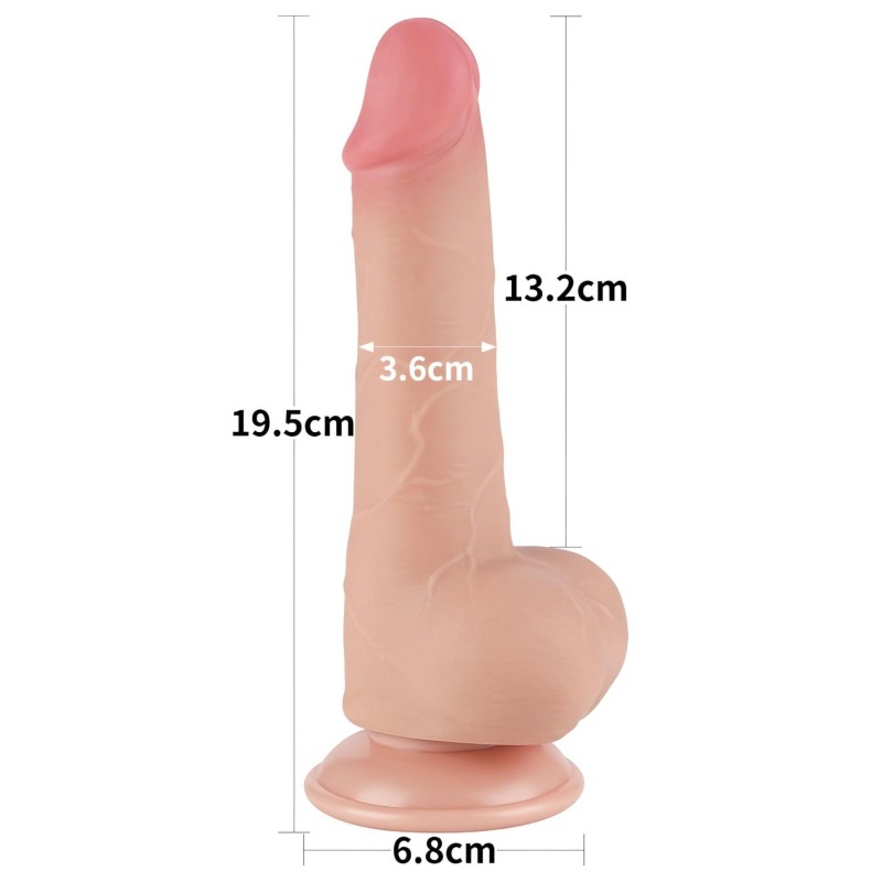 Lovetoy Sliding-Skin - tapadókorongos kétrétegű dildó - 19,5cm (natúr) 127201 termék bemutató kép