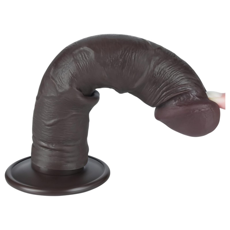 Lovetoy Sliding-Skin - tapadókorongos kétrétegű dildó - 20 cm (barna) 135172 termék bemutató kép