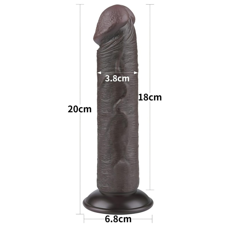 Lovetoy Sliding-Skin - tapadókorongos kétrétegű dildó - 20 cm (barna) 135173 termék bemutató kép