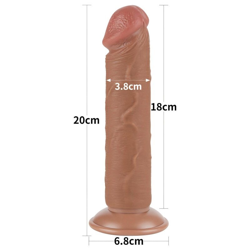 Lovetoy Sliding-Skin - tapadókorongos kétrétegű dildó - 20 cm (natúr) 135183 termék bemutató kép
