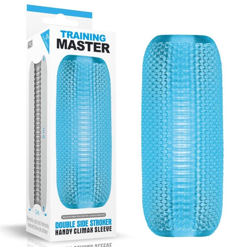 Lovetoy Training Master - 2 oldalas bordázott maszturbátor (kék) 86494 termék bemutató kép