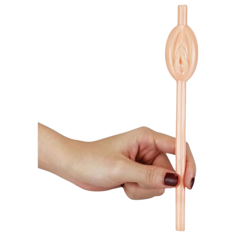 Lovetoy - vagina alakú szívószál lánybúcsú kellék (testszínű) 155456 termék bemutató kép