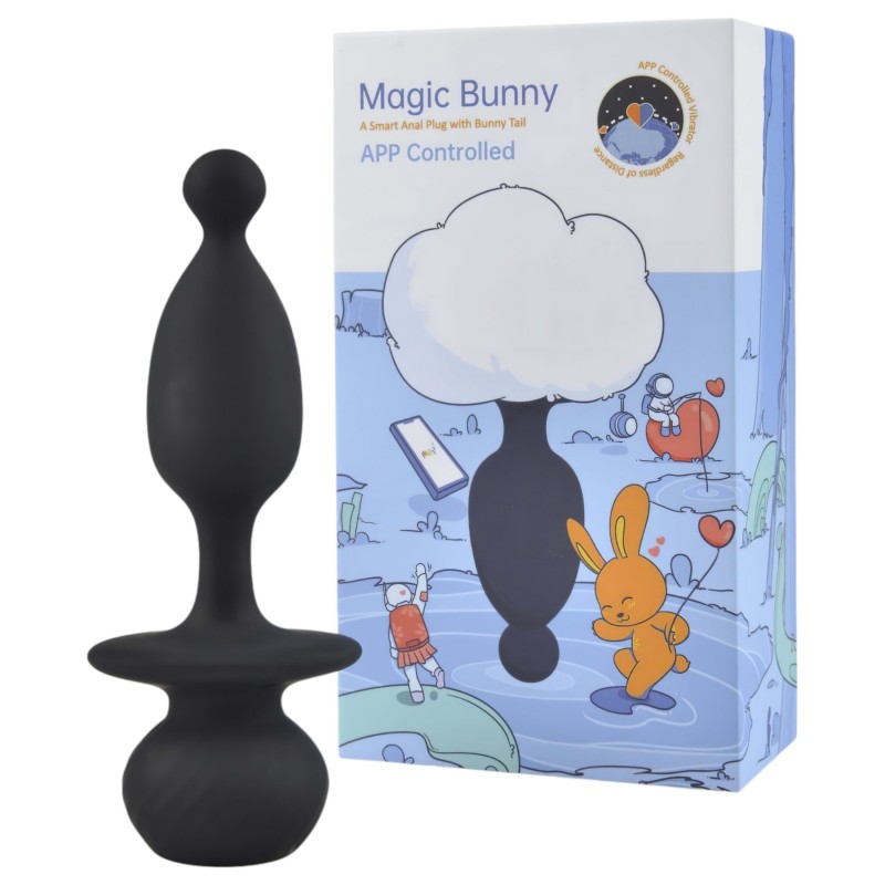 Magic Motion Bunny - app-vezérelt anál vibrátor nyuszifarokkal (fekete) 165525 termék bemutató kép