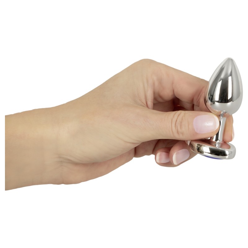 Magic Shiver - fém anál plug kővel (kék) 103505 termék bemutató kép