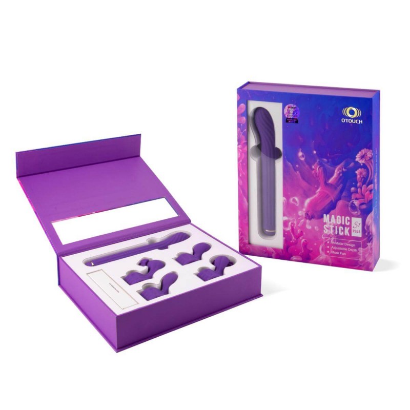 Magic Stick - vibrátor cserélhető csiklókarral (lila) 90235 termék bemutató kép