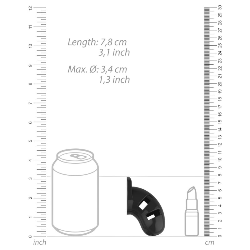 ManCage Model 13 - férfi erényöv péniszketrec (fekete, 6,5 cm) 149316 termék bemutató kép