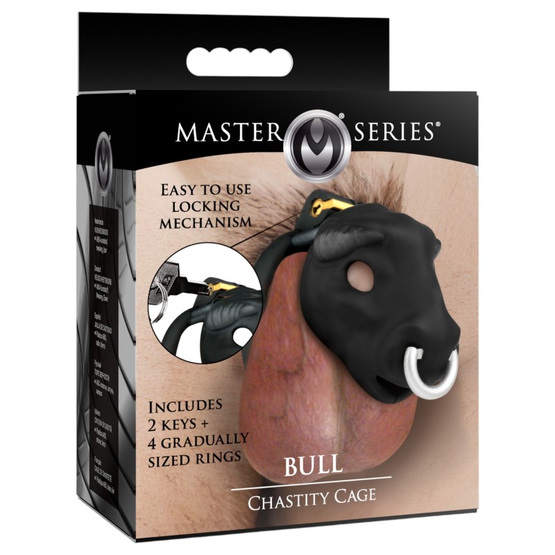 Master Series Bull - bikafejes péniszketrec (fekete) 149317 termék bemutató kép