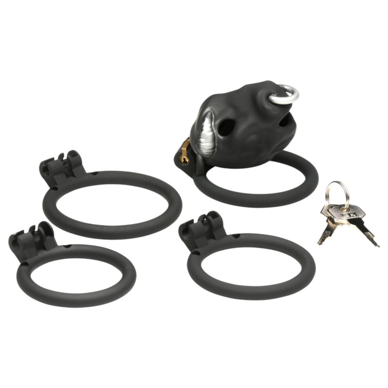 Master Series Bull - bikafejes péniszketrec, férfi erényöv (fekete) 149318 termék bemutató kép