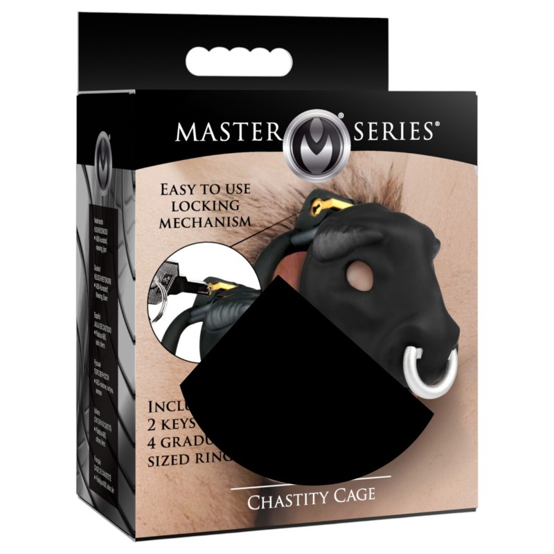 Master Series Bull - bikafejes péniszketrec, férfi erényöv (fekete) 167249 termék bemutató kép