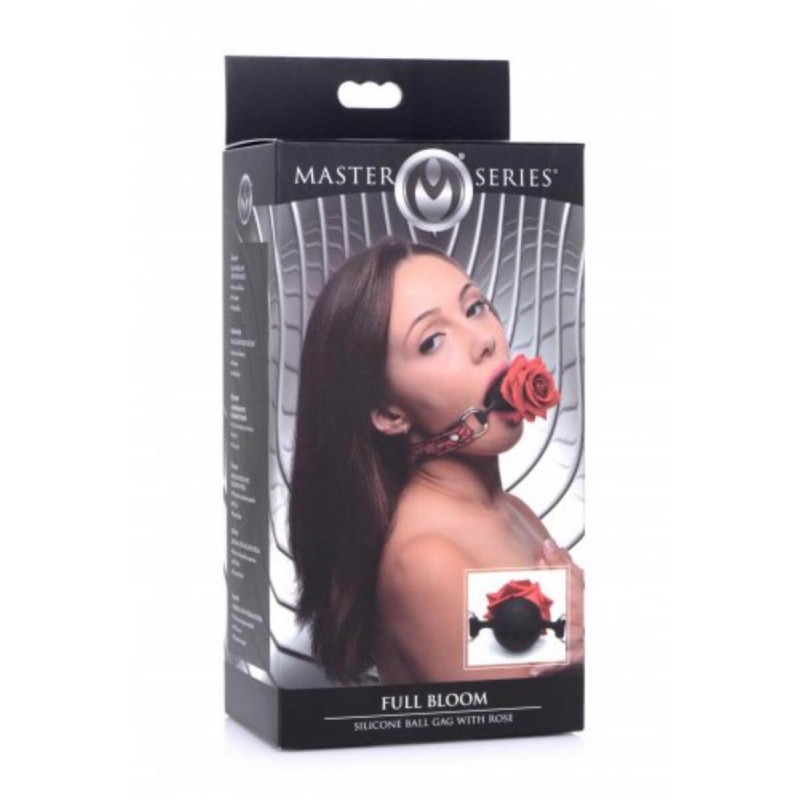 Master Series - rózsás, szilikon szájpecek (piros-fekete) 44164 termék bemutató kép
