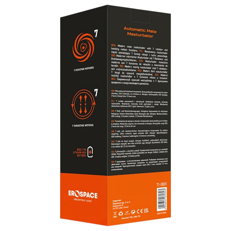 Men's Play - lökő forgó maszturbátor (fekete) 126102 termék bemutató kép