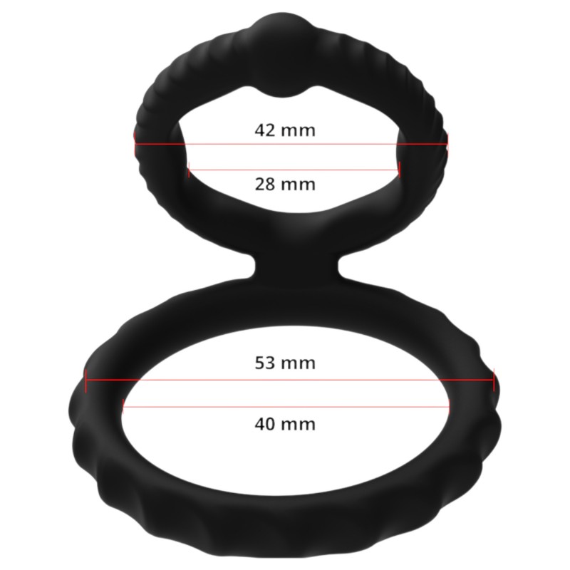 Men's Play - pénisz- és heregyűrű (fekete) 121568 termék bemutató kép